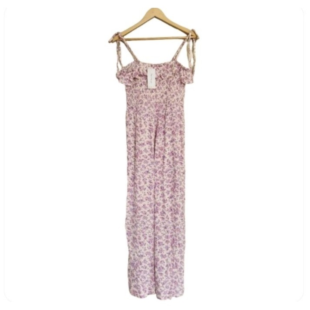NWT Miss Selfridge Jumpsuit Size 8 Ruffle Viscose Pink Purple Floral Cottagecore - Picture 3 of 9